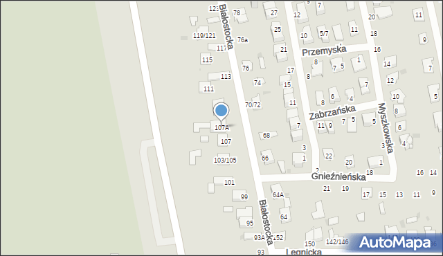 Częstochowa, Białostocka, 107A, mapa Częstochowy