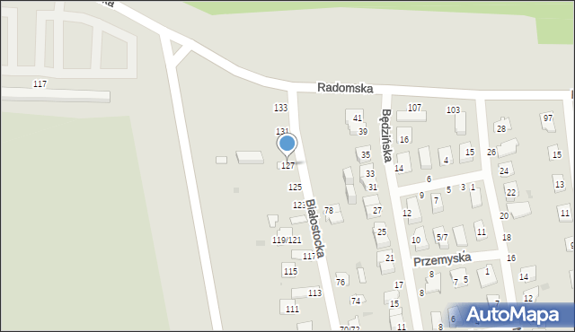 Częstochowa, Białostocka, 127, mapa Częstochowy