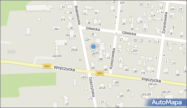 Częstochowa, Białostocka, 20, mapa Częstochowy