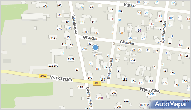 Częstochowa, Białostocka, 22, mapa Częstochowy