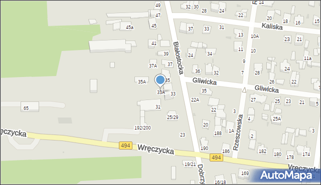 Częstochowa, Białostocka, 33A, mapa Częstochowy