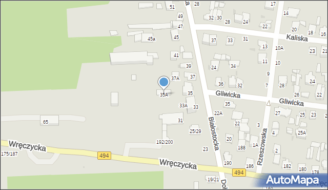 Częstochowa, Białostocka, 35A, mapa Częstochowy