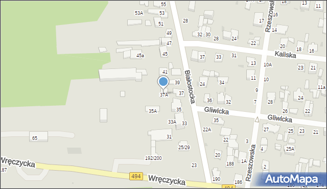 Częstochowa, Białostocka, 37A, mapa Częstochowy