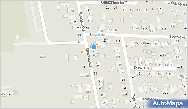Częstochowa, Białostocka, 60, mapa Częstochowy