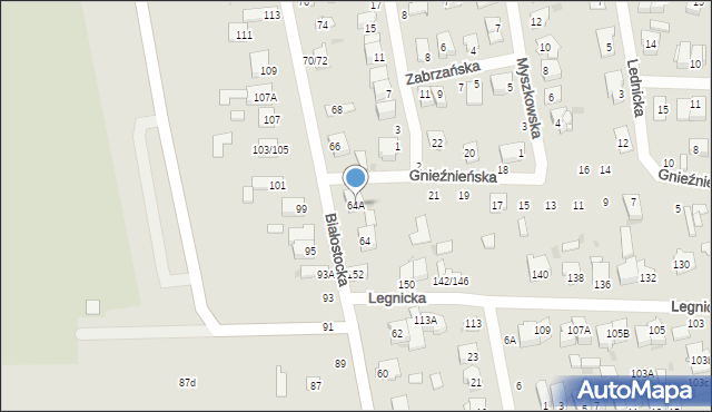 Częstochowa, Białostocka, 64A, mapa Częstochowy