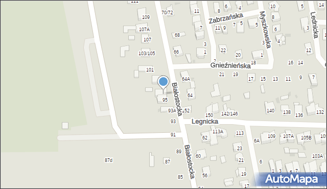 Częstochowa, Białostocka, 97, mapa Częstochowy