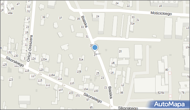 Częstochowa, Bialska, 27, mapa Częstochowy