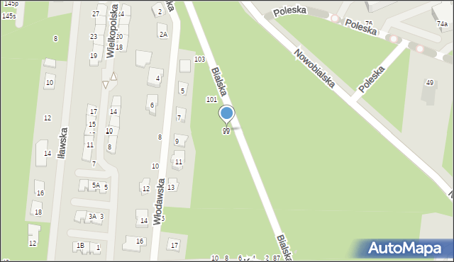 Częstochowa, Bialska, 99, mapa Częstochowy