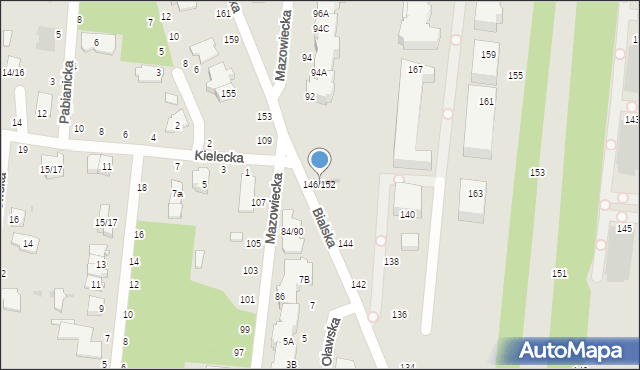 Częstochowa, Bialska, 146/152, mapa Częstochowy