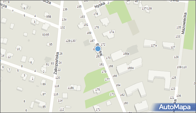 Częstochowa, Bialska, 183, mapa Częstochowy