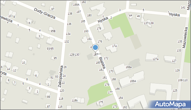 Częstochowa, Bialska, 187, mapa Częstochowy