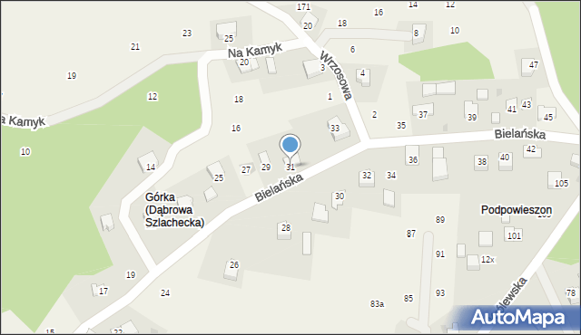 Dąbrowa Szlachecka, Bielańska, 31, mapa Dąbrowa Szlachecka