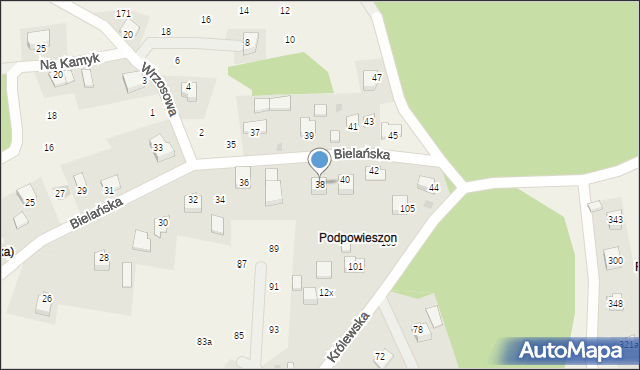 Dąbrowa Szlachecka, Bielańska, 38, mapa Dąbrowa Szlachecka