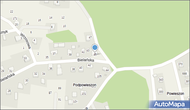 Dąbrowa Szlachecka, Bielańska, 45, mapa Dąbrowa Szlachecka