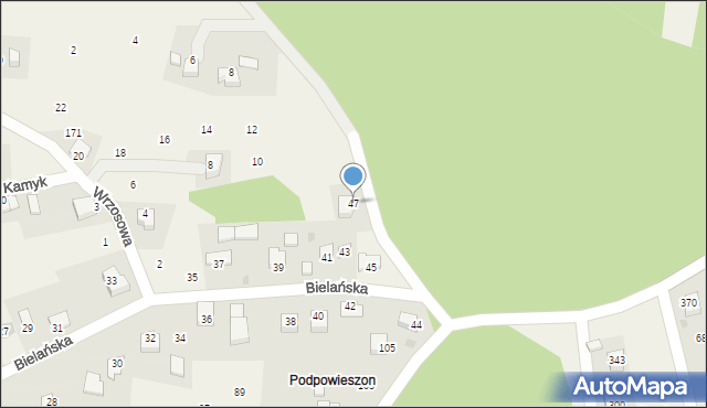 Dąbrowa Szlachecka, Bielańska, 47, mapa Dąbrowa Szlachecka