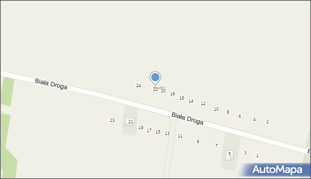 Dachnów, Biała Droga, 22, mapa Dachnów