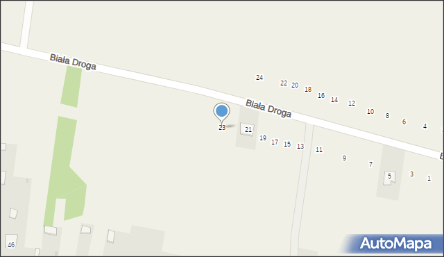 Dachnów, Biała Droga, 23, mapa Dachnów