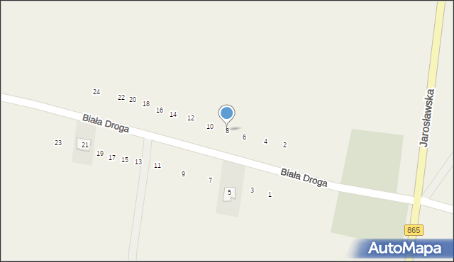 Dachnów, Biała Droga, 8, mapa Dachnów