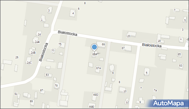 Dobrzyniewo Duże, Białostocka, 69A, mapa Dobrzyniewo Duże