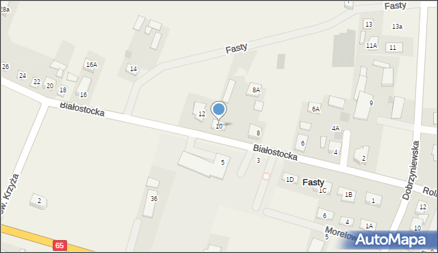 Fasty, Białostocka, 10, mapa Fasty