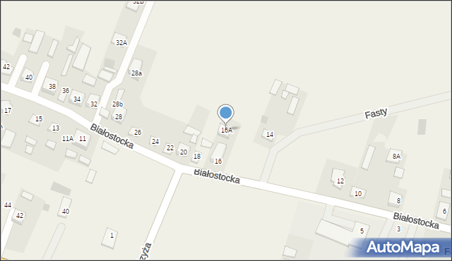 Fasty, Białostocka, 16A, mapa Fasty