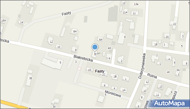 Fasty, Białostocka, 6, mapa Fasty