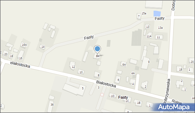 Fasty, Białostocka, 8A, mapa Fasty