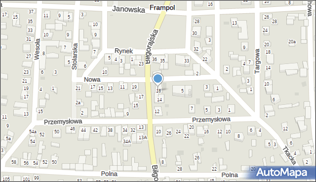 Frampol, Biłgorajska, 18, mapa Frampol