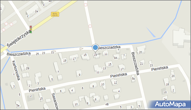 Gdańsk, Bieszczadzka, 13, mapa Gdańska