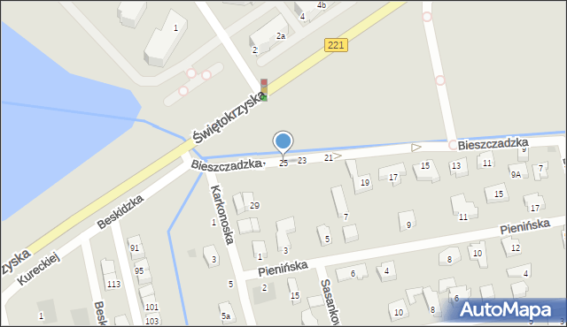 Gdańsk, Bieszczadzka, 25, mapa Gdańska