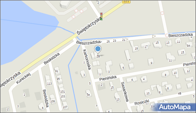 Gdańsk, Bieszczadzka, 29, mapa Gdańska