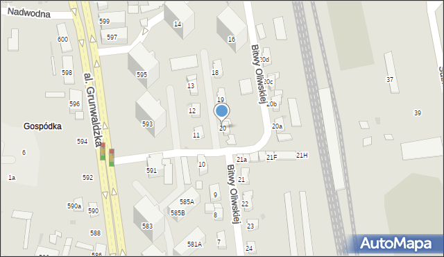 Gdańsk, Bitwy Oliwskiej, 20, mapa Gdańska