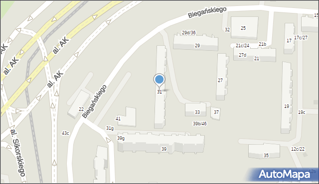 Gdańsk, Biegańskiego Władysława, 31, mapa Gdańska