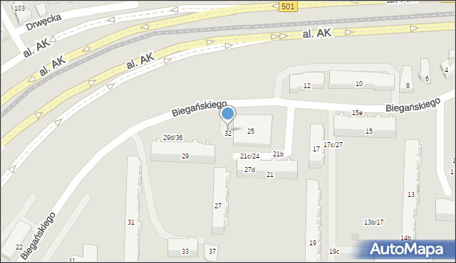Gdańsk, Biegańskiego Władysława, 32, mapa Gdańska