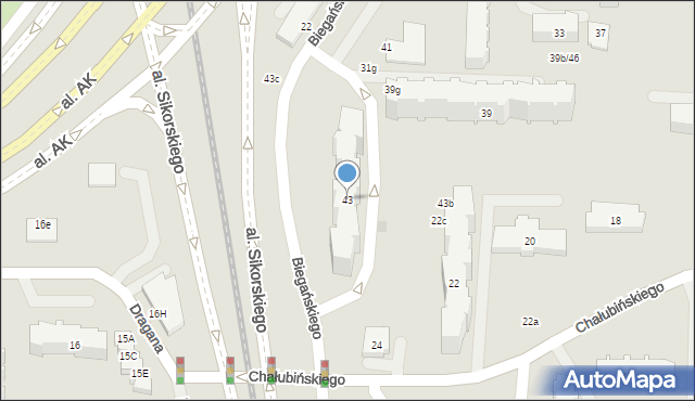 Gdańsk, Biegańskiego Władysława, 43, mapa Gdańska