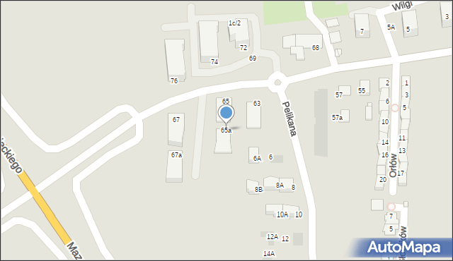 Gliwice, Biegusa, 65a, mapa Gliwic