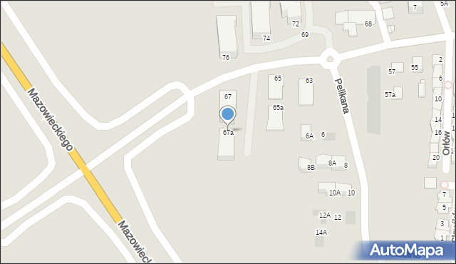 Gliwice, Biegusa, 67a, mapa Gliwic