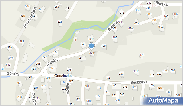 Godziszka, Bielska, 493, mapa Godziszka