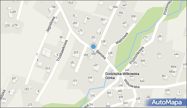 Godziszka, Bielska, 632, mapa Godziszka