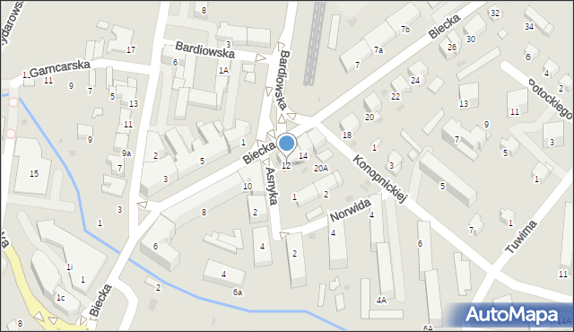 Gorlice, Biecka, 12, mapa Gorlic