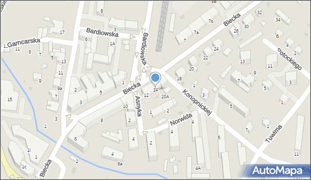 Gorlice, Biecka, 14, mapa Gorlic