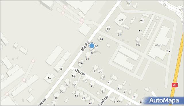 Gorlice, Biecka, 60, mapa Gorlic