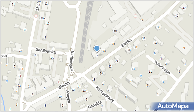 Gorlice, Biecka, 7, mapa Gorlic