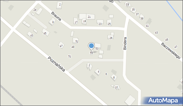 Gorzów Wielkopolski, Bindera Leona, ks., 53, mapa Gorzów Wielkopolski