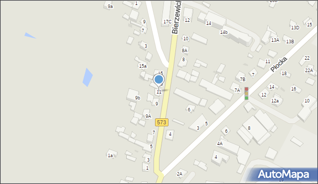 Gostynin, Bierzewicka, 11, mapa Gostynin