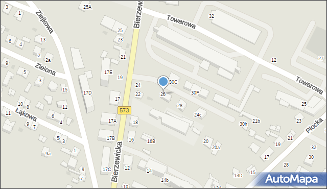 Gostynin, Bierzewicka, 26, mapa Gostynin