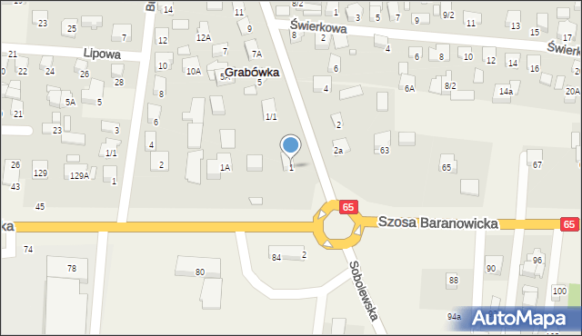 Grabówka, Białostocka, 1, mapa Grabówka