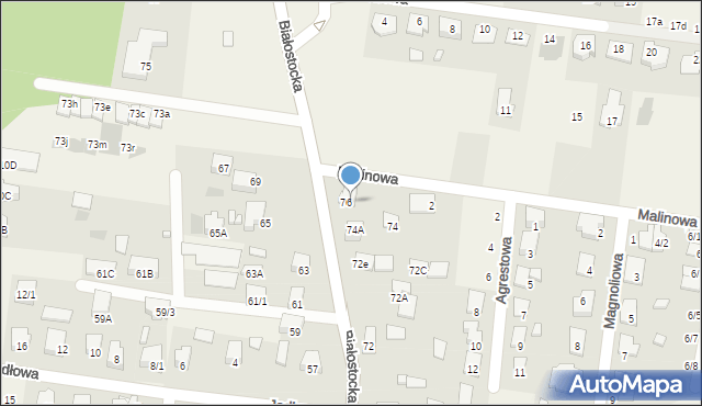 Grabówka, Białostocka, 76A, mapa Grabówka