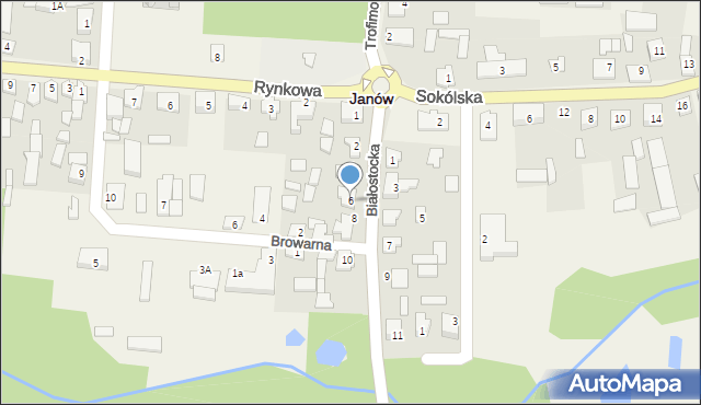 Janów, Białostocka, 6, mapa Janów