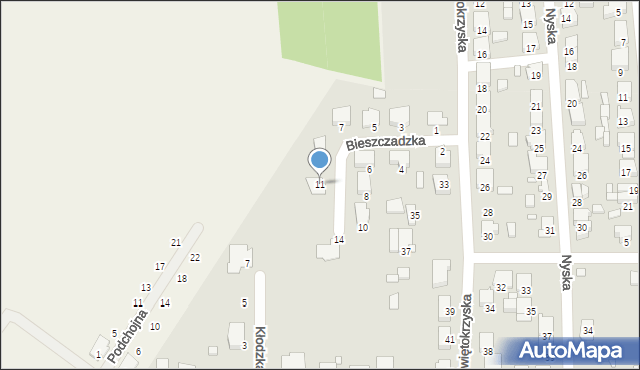 Jarocin, Bieszczadzka, 11, mapa Jarocin